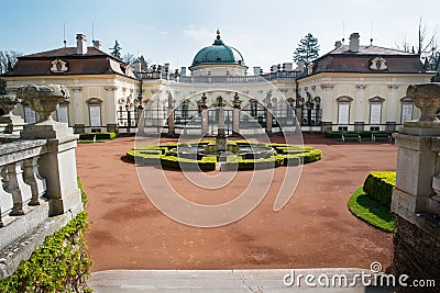 Courtyard of the castle Buchlovice Stock Photo