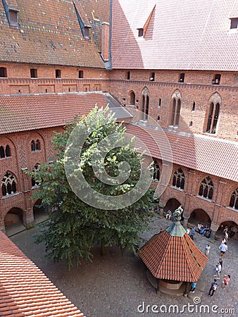 Courtyard of the castle of the Teutonic Order in Malbork Editorial Stock Photo