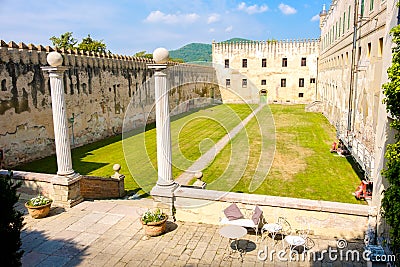 Courtyard of the Catajo castle in the euganean hills area Stock Photo