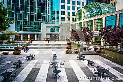 Courtyard in downtown Charlotte, North Carolina. Editorial Stock Photo