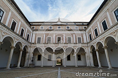 Courtyard of the Ducal Palace of Urbino, Italy Editorial Stock Photo