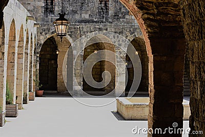 Courtyard of the Deir El Qamar palace Stock Photo