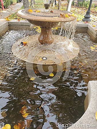 Courtyard fountain reflection Stock Photo