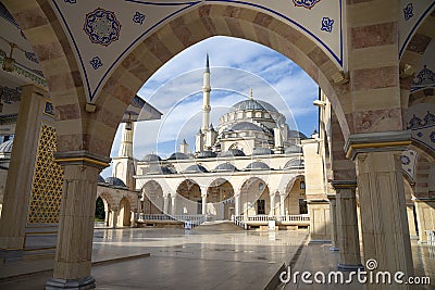 Courtyard of the Heart of Chechnya Mosque. Grozny, Chechen Republic Editorial Stock Photo