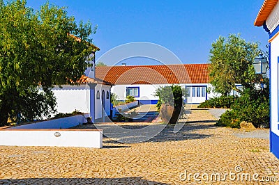 Courtyard from Typical Country Estate, Alentejo Typical White Houses, Travel Portugal Stock Photo