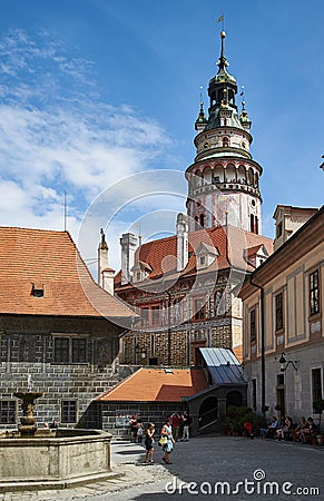 Tower of Cesky Krumlov Castle Editorial Stock Photo