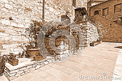 Courtyard in a Italian Town Stock Photo