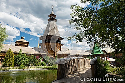 Courtyard in Izmaylovsky Kremlin in Moscow. Traditional Russian Editorial Stock Photo