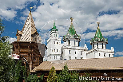 Courtyard in Izmaylovsky Kremlin. Traditional Russian architecture Stock Photo