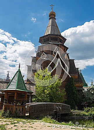 Courtyard in Izmaylovsky Kremlin in Moscow. Traditional Russian Editorial Stock Photo