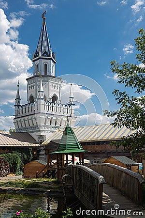 Courtyard in Izmaylovsky Kremlin in Moscow. Traditional Russian Stock Photo