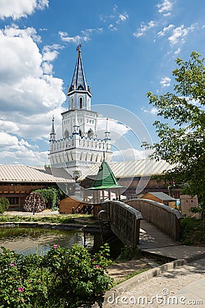 Courtyard in Izmaylovsky Kremlin in Moscow. Traditional Russian Editorial Stock Photo