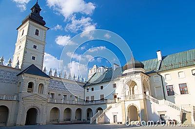 Courtyard of Krasiczyn Castle near Przemysl, Poland Stock Photo