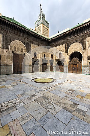 Courtyard in the Madrasa Bou Inania, in Fez, Morocco Stock Photo