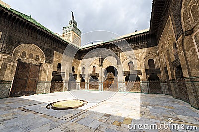 Courtyard in the Madrasa Bou Inania, in Fez, Morocco Stock Photo