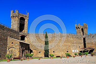 Courtyard of Montalcino Fortress in Val d`Orcia, Tuscany, Italy Stock Photo