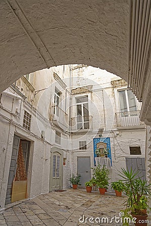 Courtyard in old town of Bari Stock Photo