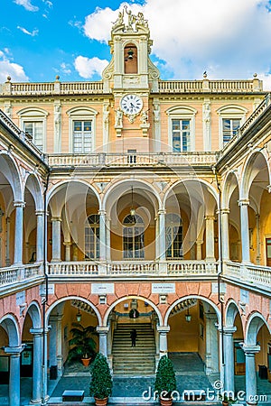 Courtyard of one of the palaces of strada nuova - doria tursi palace in Genoa, Italy...IMAGE Editorial Stock Photo