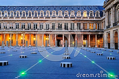 Courtyard of Palais Royale in the Evening Stock Photo