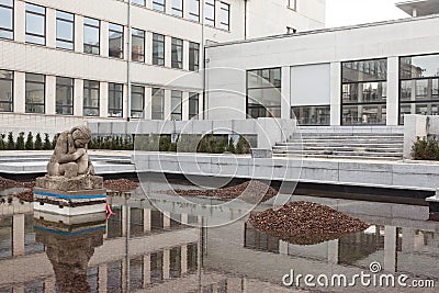 Courtyard with pond Stock Photo