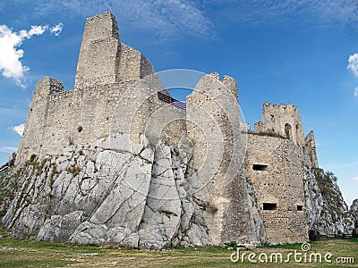 Courtyard and ruin of the Castle of Beckov Stock Photo