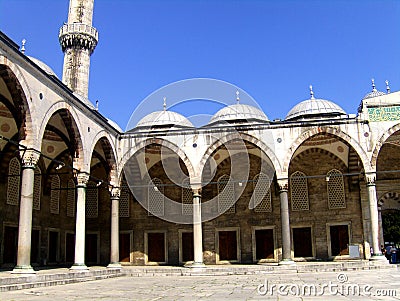 Courtyard of Sultan Ahmed Mosque Stock Photo