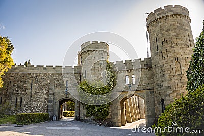 The courtyard with towers, walls and archs of the Vorontsov Palace Stock Photo