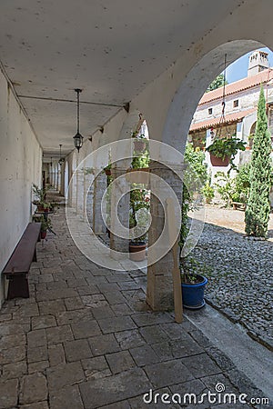 Krupa Monastery, arcade corridor Editorial Stock Photo