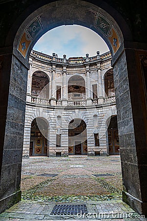 The courtyard of Villa Farnese in Caprarola Editorial Stock Photo