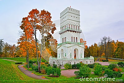 In the courtyard of the White tower pavilion in the evening in t Stock Photo