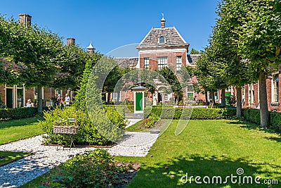 Courtyard of Wildemanshofje in Alkmaar, Netherlands Editorial Stock Photo