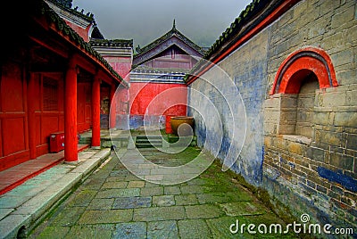 Courtyard in Wudang temple Stock Photo