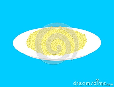 Couscous cereal in plate isolated. Healthy food for breakfast. V Vector Illustration