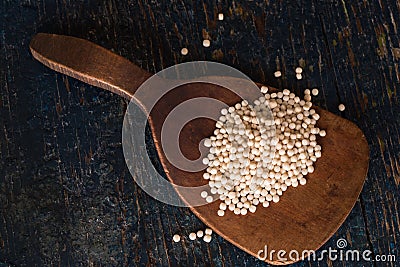 Couscous on a Wooden Paddle Stock Photo