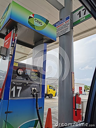 Compressed Natural Gas or CNG Tank in a Gas Station in Trinidad and Tobago Editorial Stock Photo