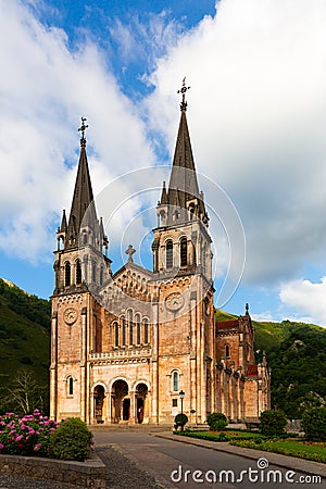Covadonga monastery - ancient Catholic Basilica Stock Photo
