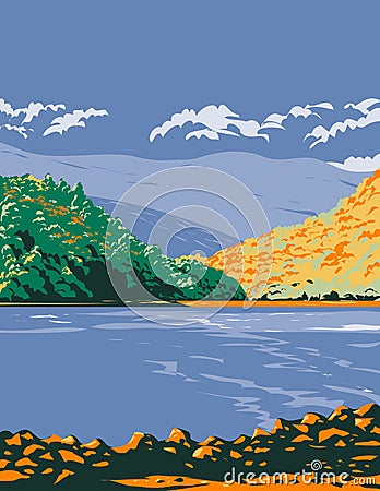 Cove Lake State Park Around the Impoundment of Cove Creek Campbell County Tennessee USA WPA Poster Art Vector Illustration