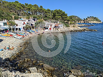 Cove with old Catalonian fishermenÂ´s house Editorial Stock Photo