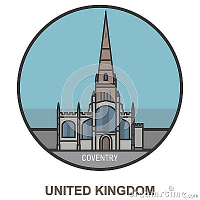 Coventry. Cities and towns in United Kingdom Vector Illustration