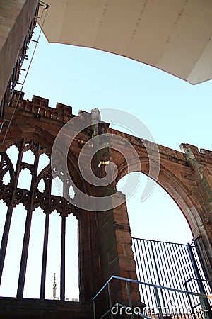 Coventry Warwickshire England cathedral ruins bombed in the war Stock Photo