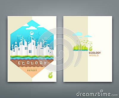 Cover annual report origami building ecology concept Vector Illustration