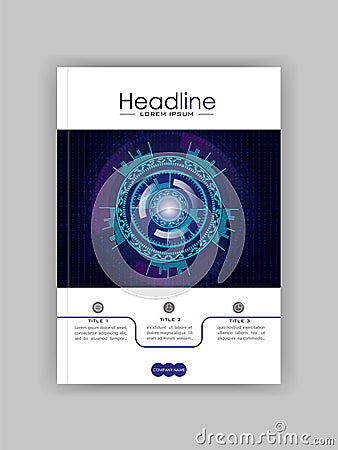 Cover design HUD in A4 futuristic circles. Vector. Vector Illustration