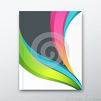 Cover book report name paper colorful curve design Vector Illustration
