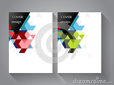 Cover and brochure template with color triangle background. Geometry business concept for layout, brochure, flyer, annual report, Vector Illustration