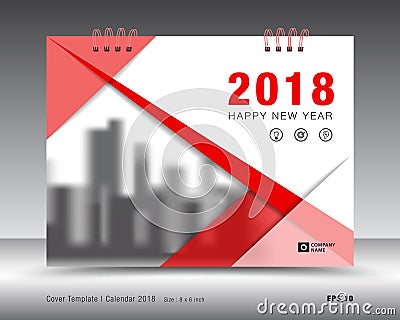 Red Cover calendar 2018 template, catalog layout Vector Illustration