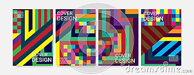 Set of colorful cover design template in A4 size Vector Illustration
