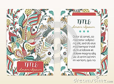 Cover design with floral pattern. Vector Illustration