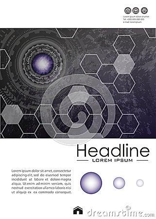 Cover design on metallic background with futuristic future sci f Vector Illustration