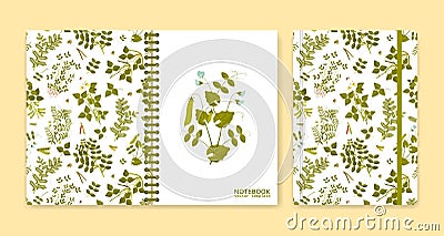 Cover design for notebooks or scrapbooks with legume plants Vector Illustration