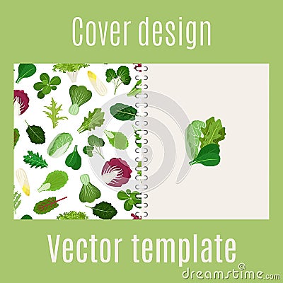 Cover design with salad leaves pattern Vector Illustration